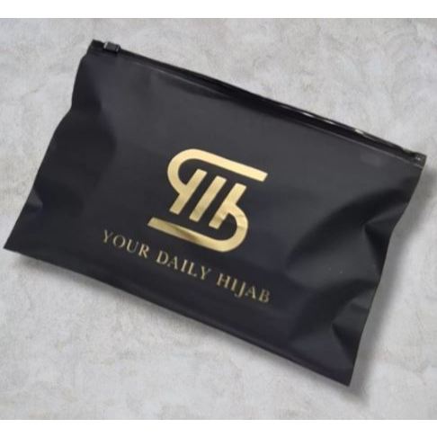 Jual [ 20 X 15 ] POUCH HITAM CUSTOM / POUCH HIJAB / ZIPLOCK CUSTOM LOGO ...