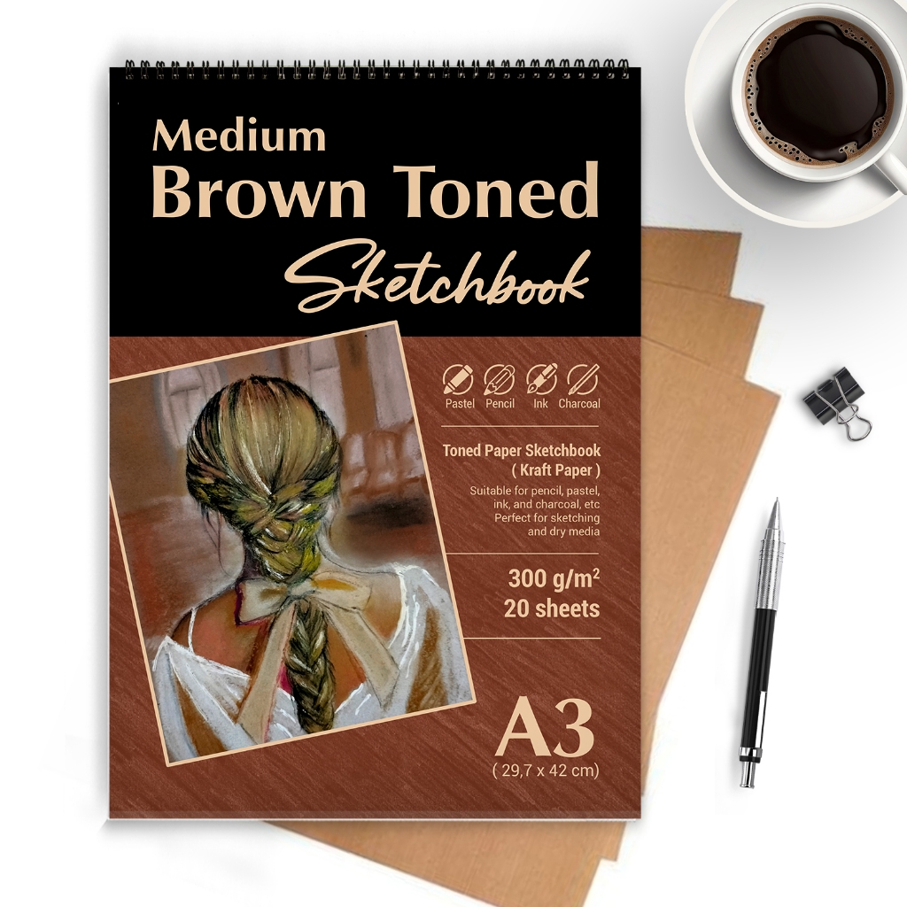 Jual A3 - Toned Tan Paper Sketchbook / Skech pad / Drawing Pad | Shopee ...