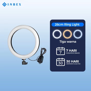 INBEX Ring Light Besar 26cm Tripod 210cm 3 Holder HP Ringlight Tripod Konten Kreator Grati