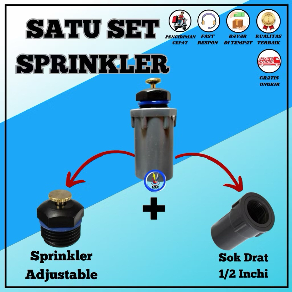 SPRINKLER PERTANIAN SPRINKLER TAMAN ADJUSTABLE  SPRAYER TAMAN + SOK DRAT DALAM Alat Irigasi Taman IBK123