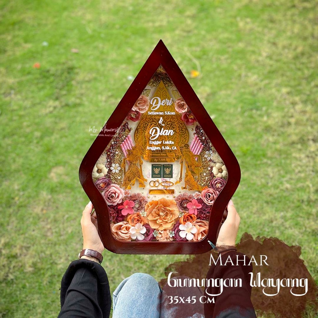 Jual Mahar Frame Gunungan Wayang Background Resin mahar Size 30x40 cm ...