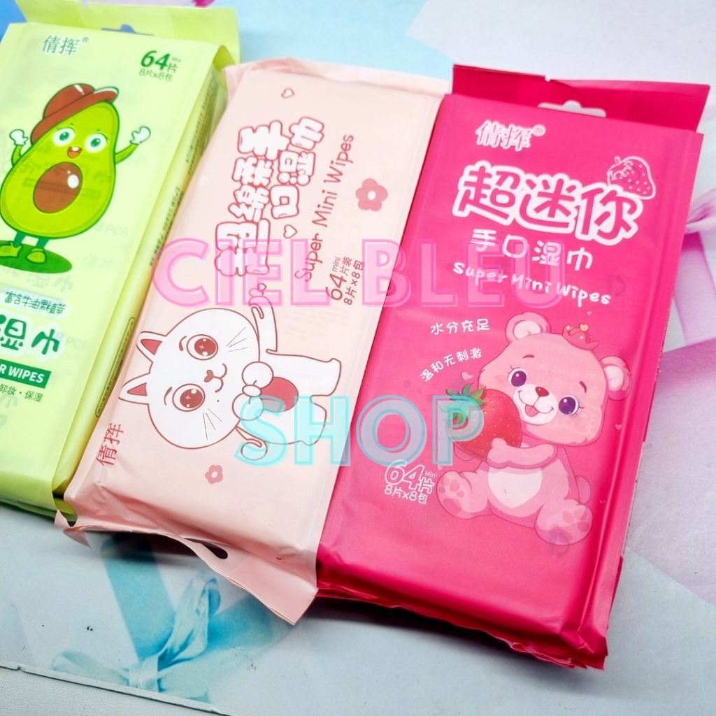 Jual MINI WIPES TISSUE TISU BASAH MODEL KARTUN RANDOM TRAVEL MINI SIZE ...