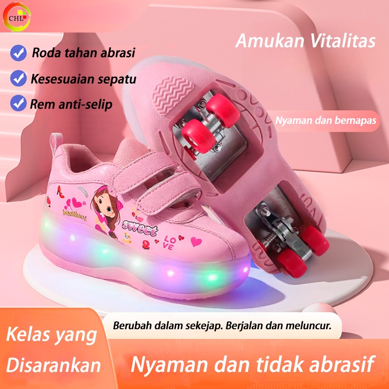 Jual Sepatu Roda Lipat 4 Roda dengan Lampu LED Otomatis - Khusus Anak ...