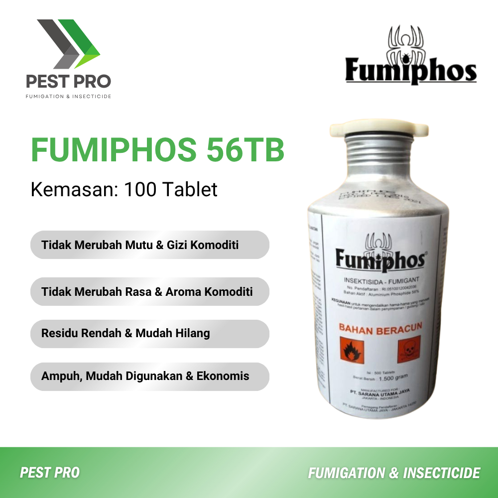 Jual Obat Fumigasi FUMIPHOS 56 TB 100% Kemasan 100 Tablet/Botol Ampuh ...