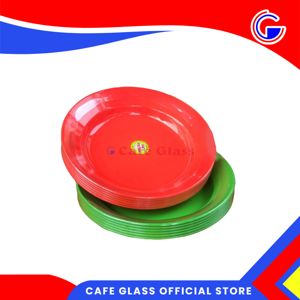 Piring Bulat Plastik Isi 6 Pcs - Piring Makan Plastik Anti Pecah - Piring Bulat 6 Inch