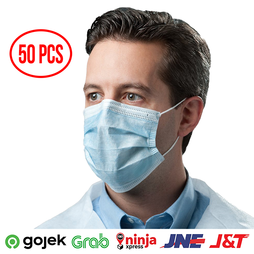 Jual MASKER EARLOOP 3PLY 50PCS BIRU TEBAL | Shopee Indonesia