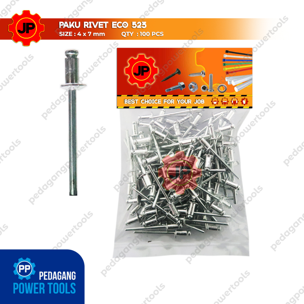 Jual JP 523 PAKU RIVET 4 X 7 MM BLIND RIPET RIFET TEMBAK ALUMINIUM 100 ...