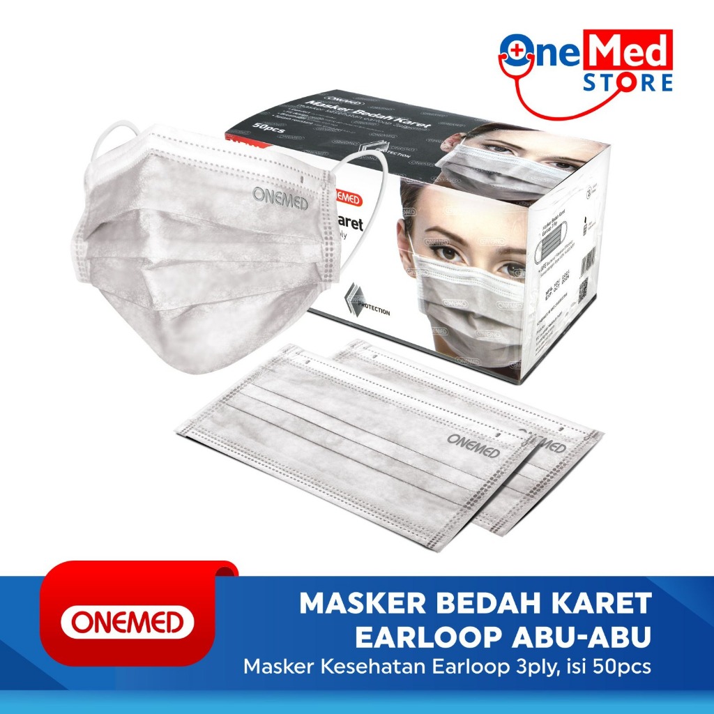 Jual Masker Karet Abu-abu OneMed box isi 50 pcs | Shopee Indonesia