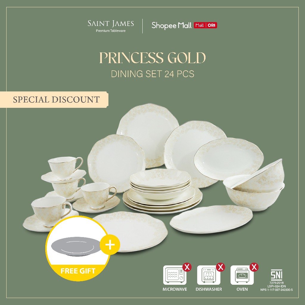 Jual Dining Set Princess Gold 24 Pcs | Shopee Indonesia