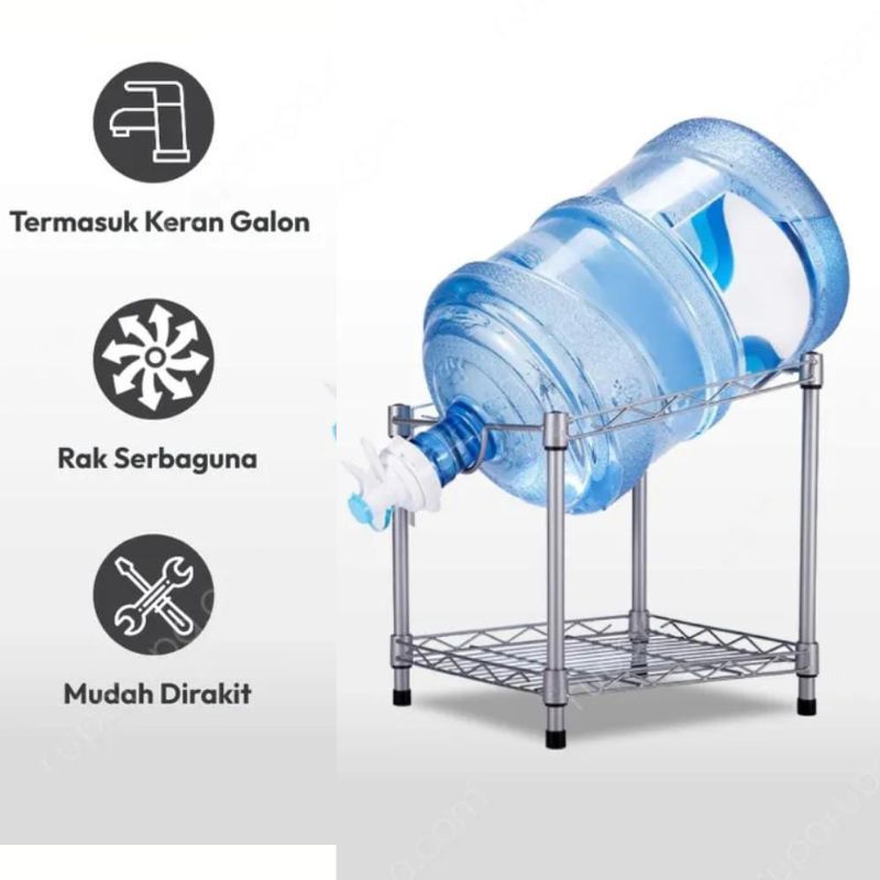 Jual Rak Dispenser Galon Air Single Dengan Rak Besi Silver | Shopee ...