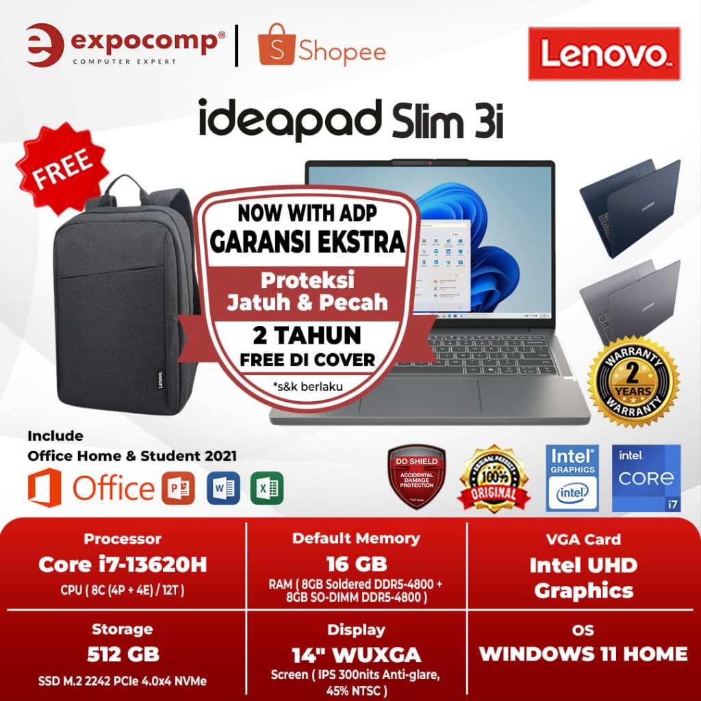 Jual LENOVO IDEAPAD SLIM 3i 14IRH10 EXID FNID FRID INTEL CORE i7-13620H ...
