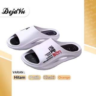 Dejavu Sandal Pria Sandal Slop Pria Selop Karet Jelly Sandal Rumah Elastis Kekinian Putih HSN226