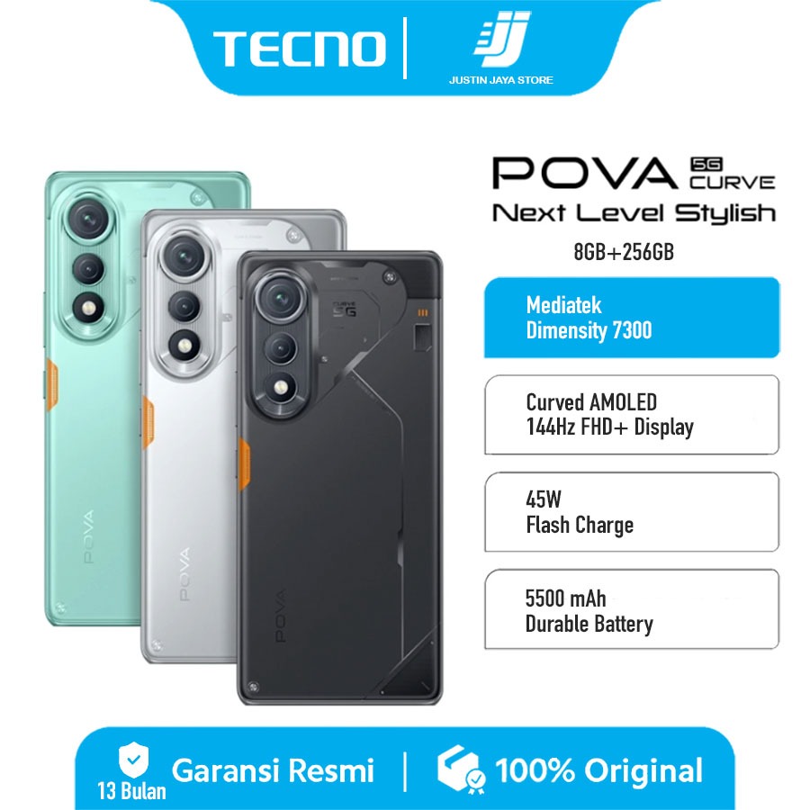 Tecno Pova 7 5G Curve [8/256GB] Garansi Resmi Tecno 13 Bulan
