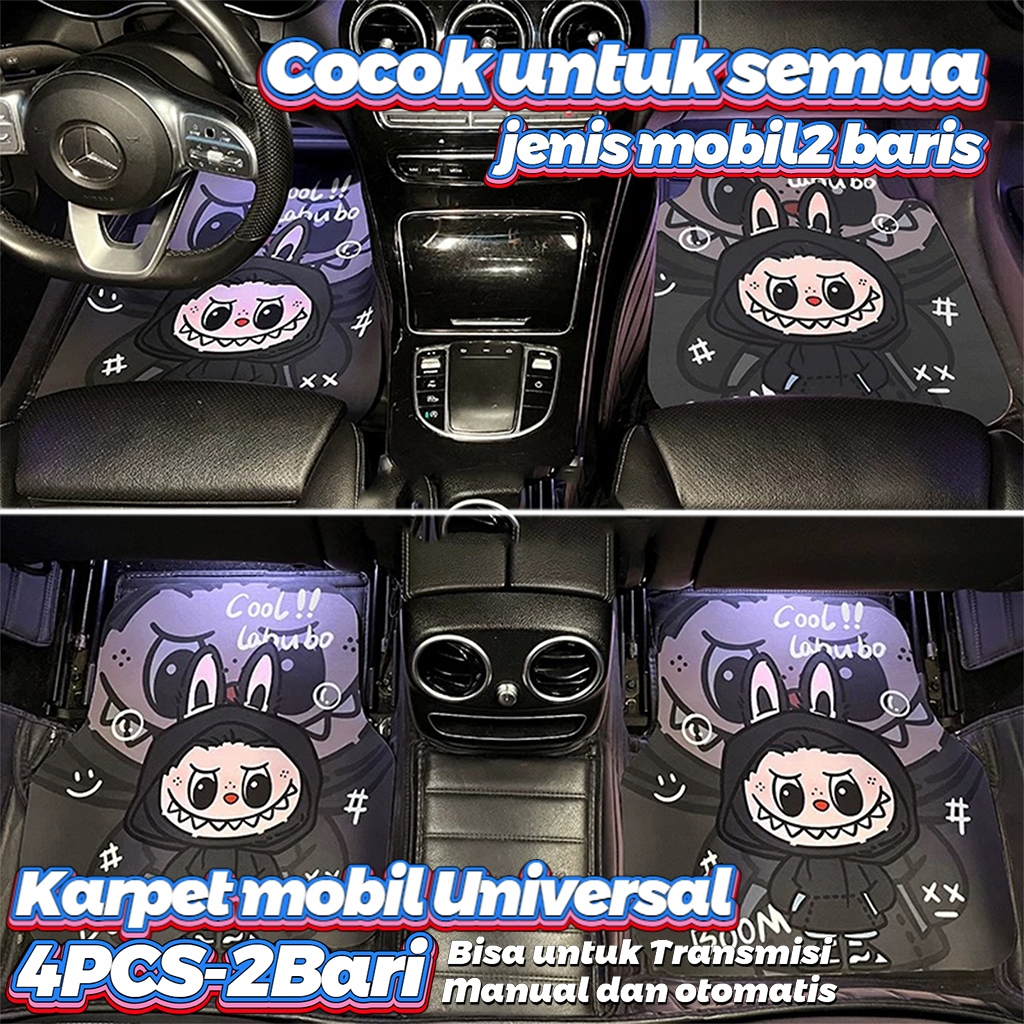 WANJIALE Karpet Mobil DIATOMITE Universal 4pcs untuk 2 Baris  - Bahan DIATOMITE PREMIUM，Universal bisa untuk mobil apa saja
