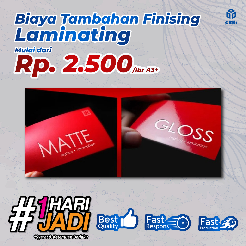 Jual Biaya Tambahan Laminating Soft / DOFT / GLOSSY / 1 SISI / 2 SISI ...