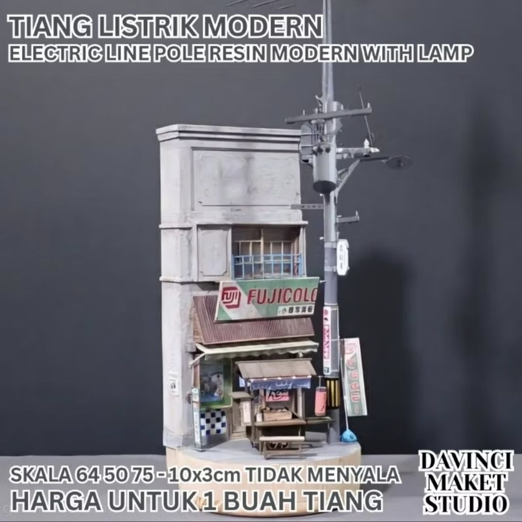 Jual (Resin) Miniatur Tiang Listrik Besi Modern Dengan Lampu Bahan ...