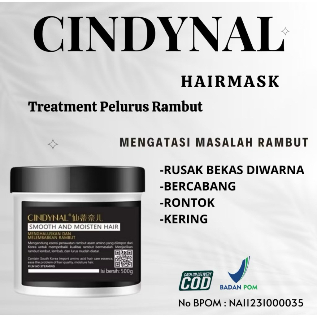 Jual CINDYNAL HAIR MASK TREATMEN MASKER RAMBUT KERING DAN MENGEMBANG ...