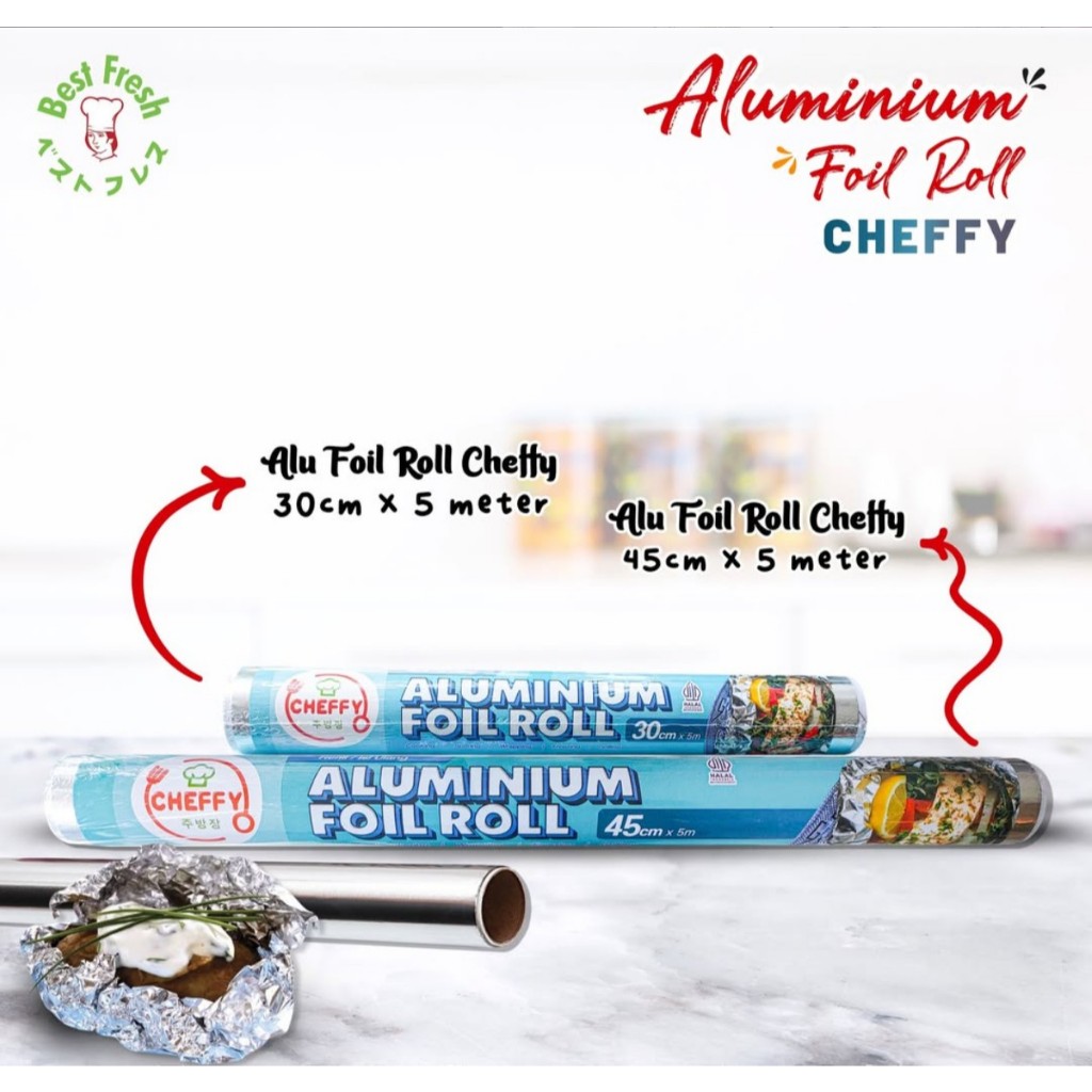Jual Cheffy Aluminium Foil Roll 30cm x 5m & 45cm x 5m / foil wrap ...