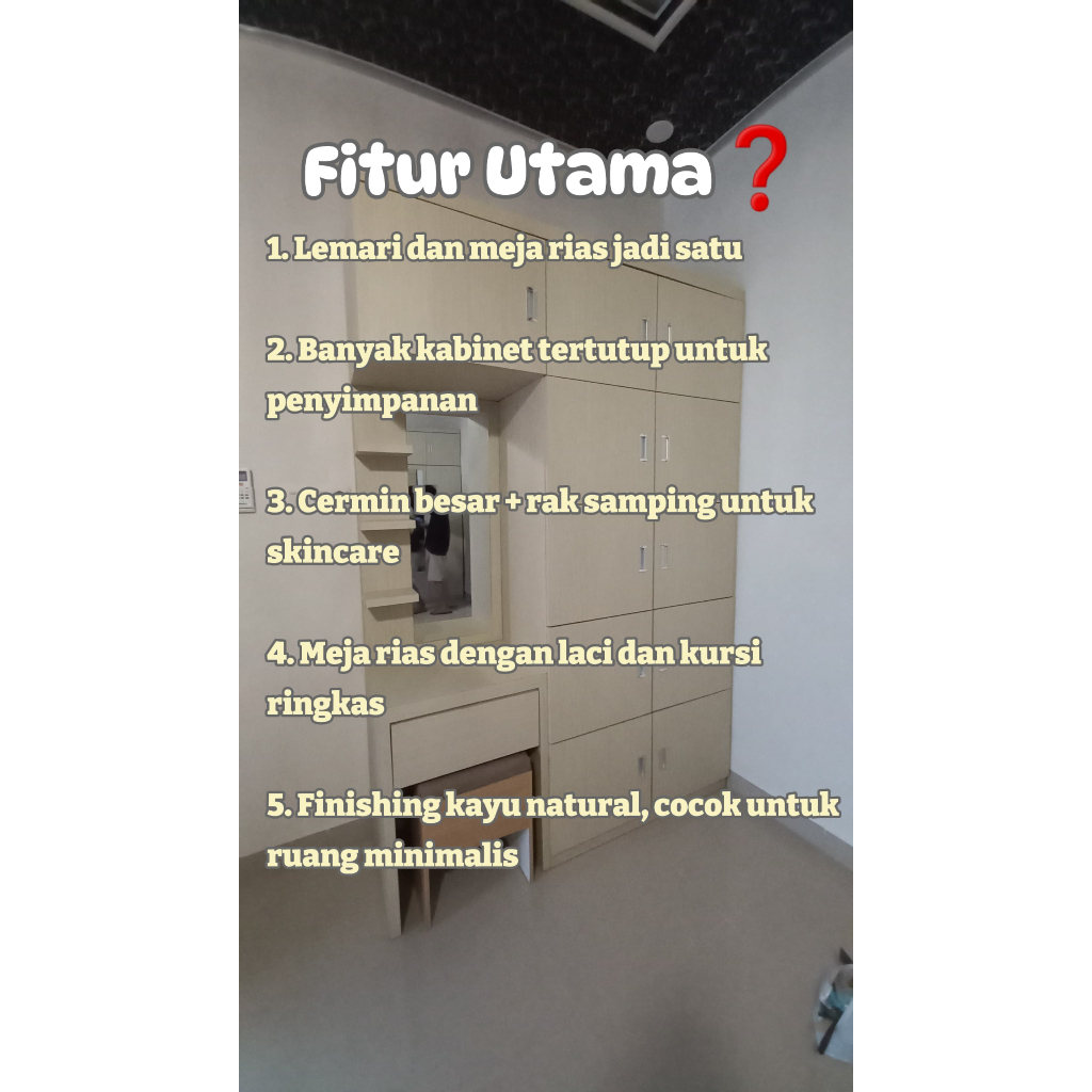 Jual WARDROBE + MEJA RIAS CUSTOM/LEMARI DENGAN MEJA RIAS 2IN 1 | Shopee ...