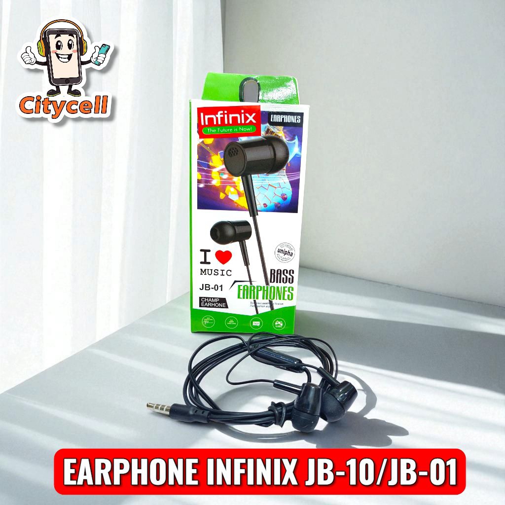 Headset JB-01 Handsfree Mic Jack Earphone Infinix JB-10 Music HP dan  Laptop