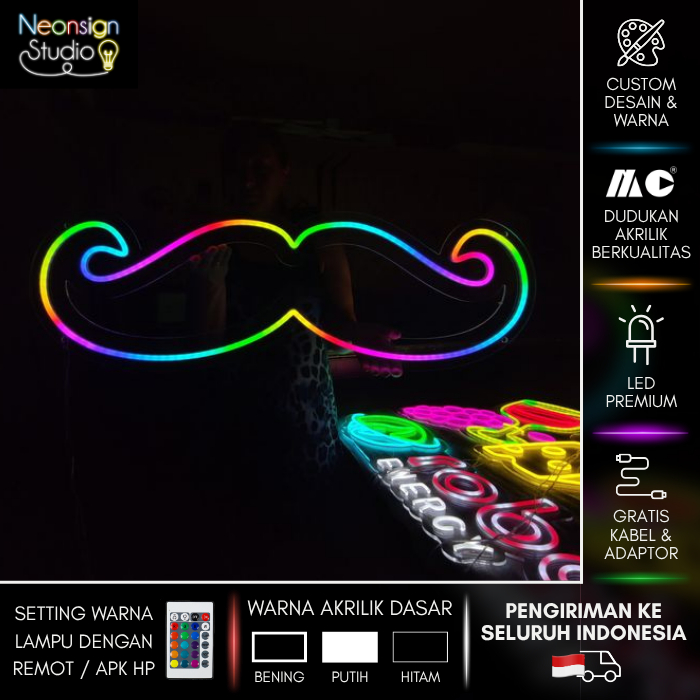 Jual Neon Sign Logo Custom RGB│Neon Flex RGB Bebas Gambar Atau Logo ...
