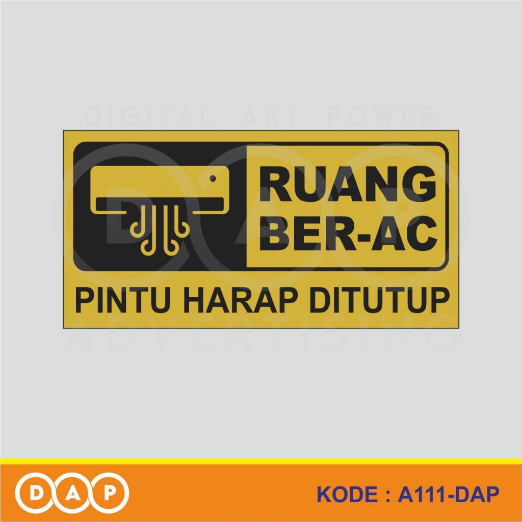Jual A111 - Acrylic Sign, Stiker Akrilik Ruang BerAC, Ruangan Ber AC ...