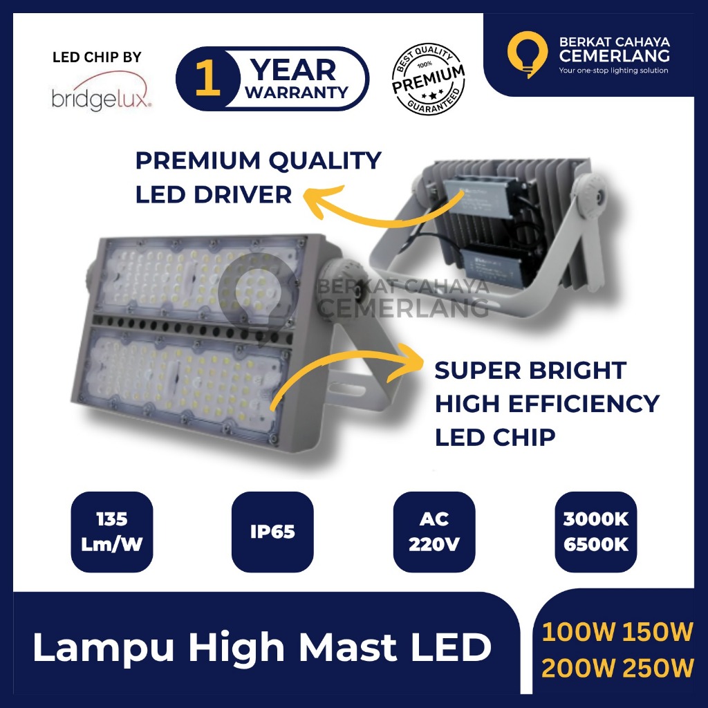 Jual Lampu High Mast LED 100W 150W 200W 250W Lampu Lapangan Padel ...