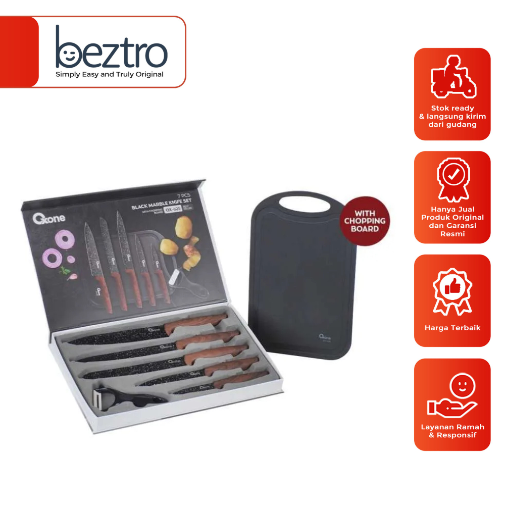 Jual Oxone Pisau Set OX-605 T NEW VERSION – Black Alumunium Knife Set ...