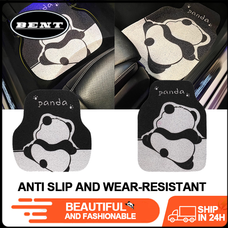 (COD) 4PCS Karpet Mobil Lantai Mat Anti Kotoran Model Kartun Cute Panda Aksesoris Interior Mobil Dekorasi Mobil Universal Anti Slip Serbaguna