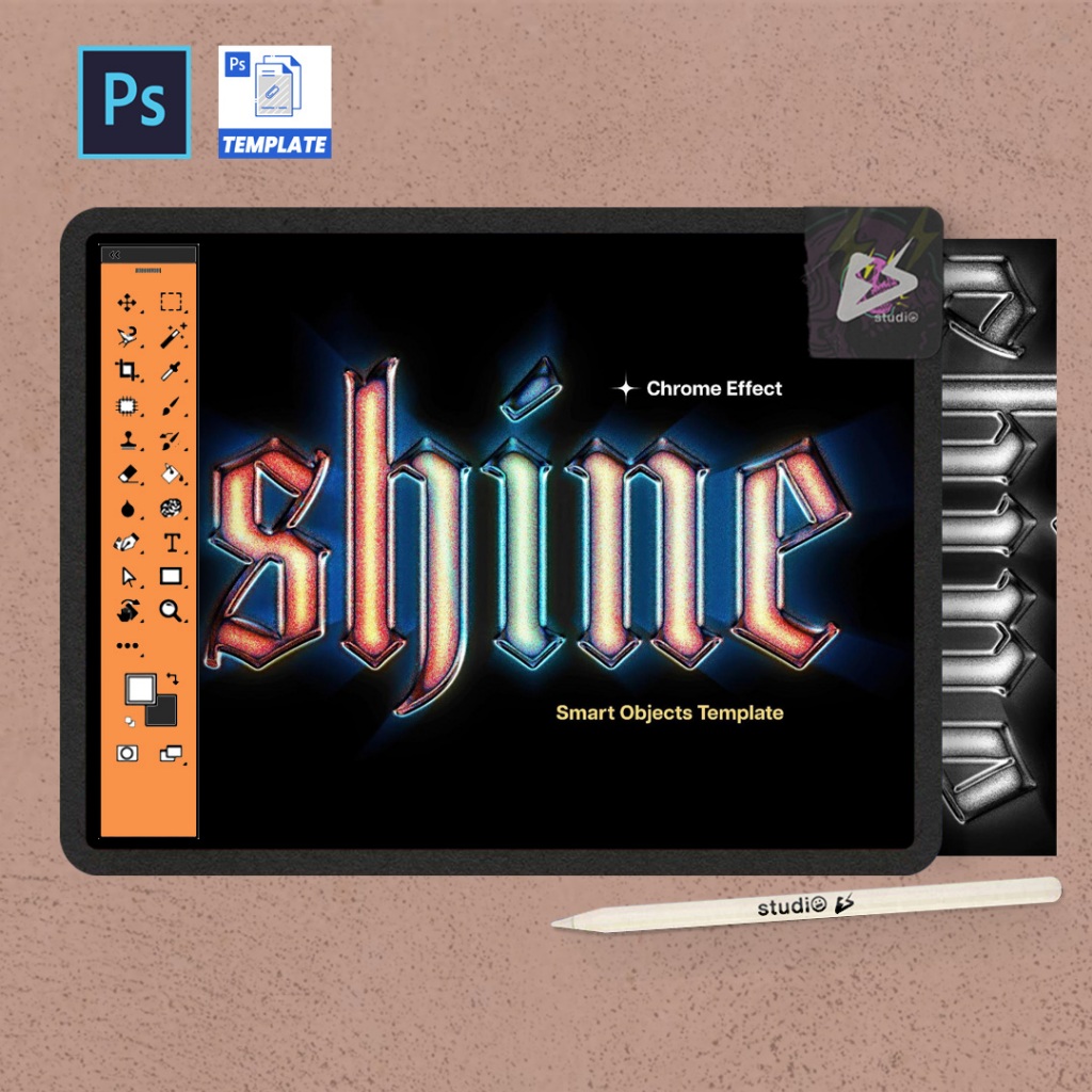 Jual Photoshop Template - PB Dim Glow Chrome Text Effect | Shopee Indonesia