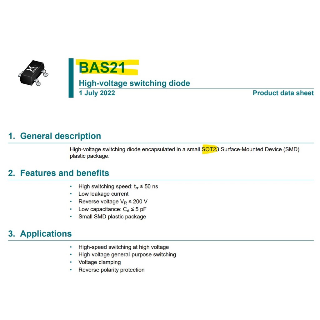 Jual BAS21 250V 200mA High-voltage Switching Diode JS JSt SOT-23 ...