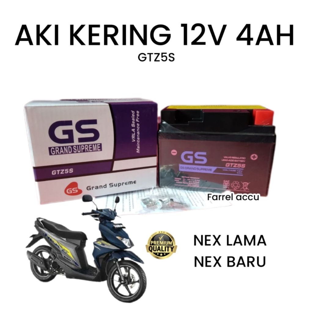 Jual AKI MOTOR SUZUKI NEX LAMA NEX BARU AKI KERING GS GTZ5S GRAND