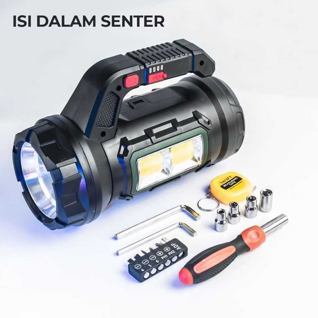 Jual senter tangan set toolkit super terang - senter tangan multifungsi ...