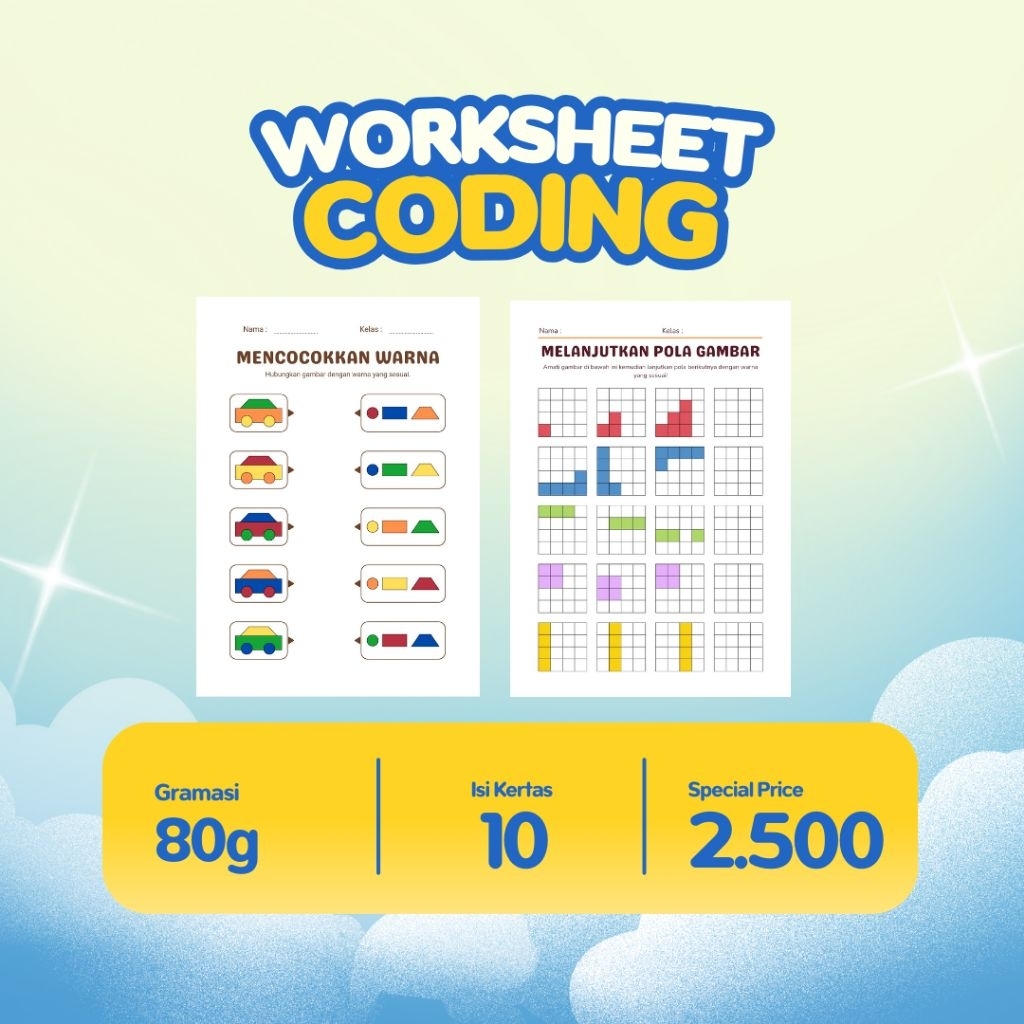 Jual A5 80g Lembar worksheet coding anak belajar /menulis/membaca ...