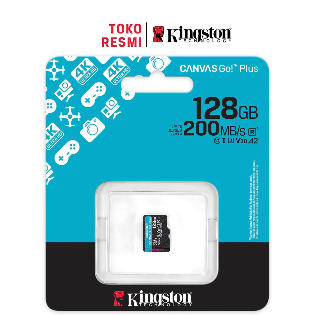 Kingston Canvas Go! Plus Class 10 microSD Card 128GB (SDCG4/128GBSP) Kecepatan 170MB/dtk
