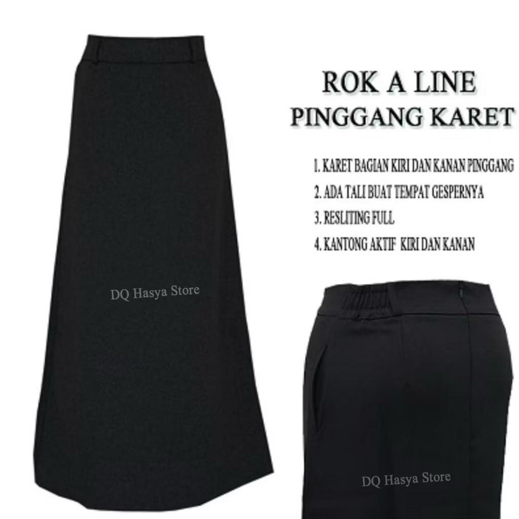 Jual ROK LINE-A PINGGANG KARET KANAN KIRI FORMAL KANTOR WANITA | Shopee ...