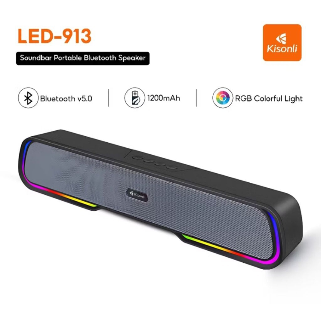 Jual KISONLI Speaker Portable Bluetooth LED-913 Stereo Bass Effect With ...