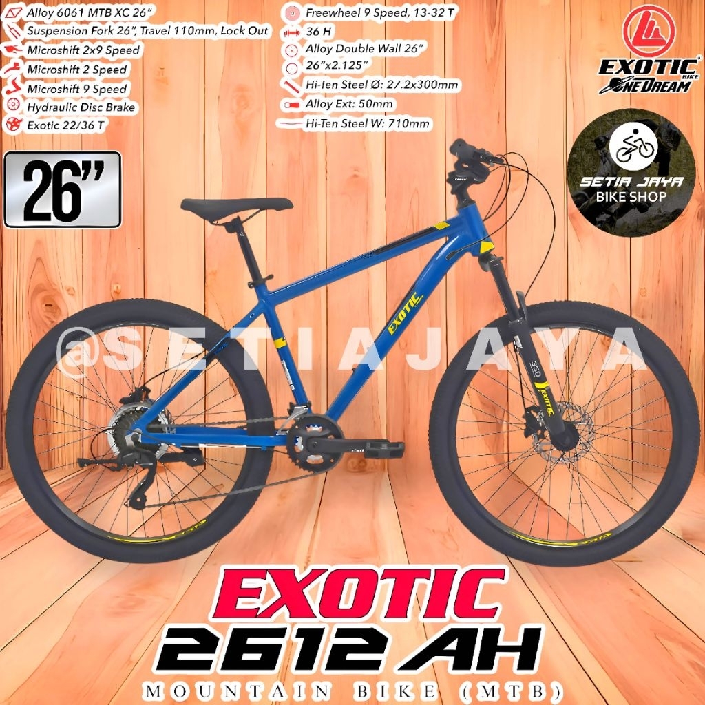 Jual Sepeda Gunung MTB 26 Inch EXOTIC 2612 AH Frame Alloy, 2x9