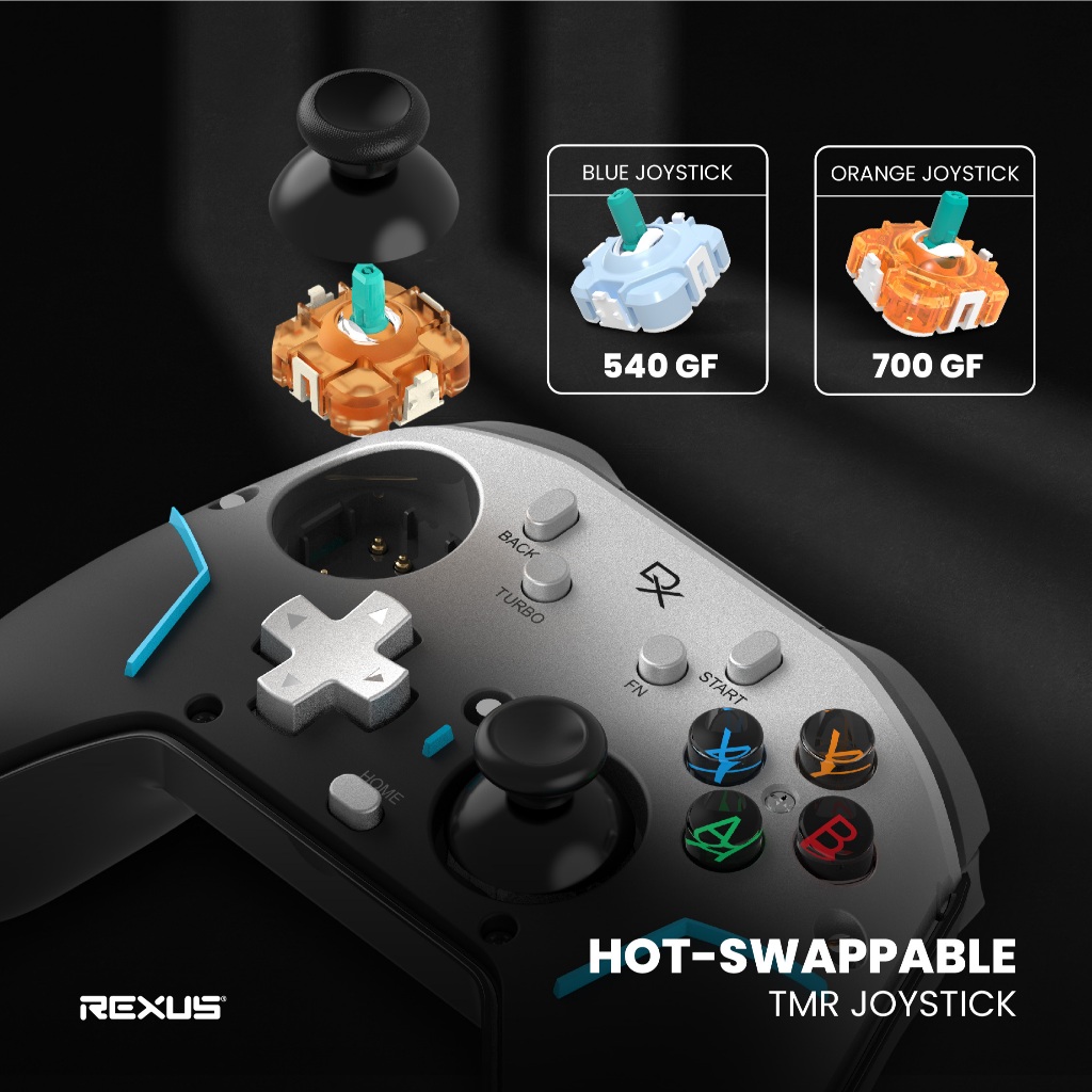 Rexus Daxa Dyron AX9 Gamepad Wireless Gaming Controller - Hot-Swappable TMR Joystick & Optical Trigger (2)