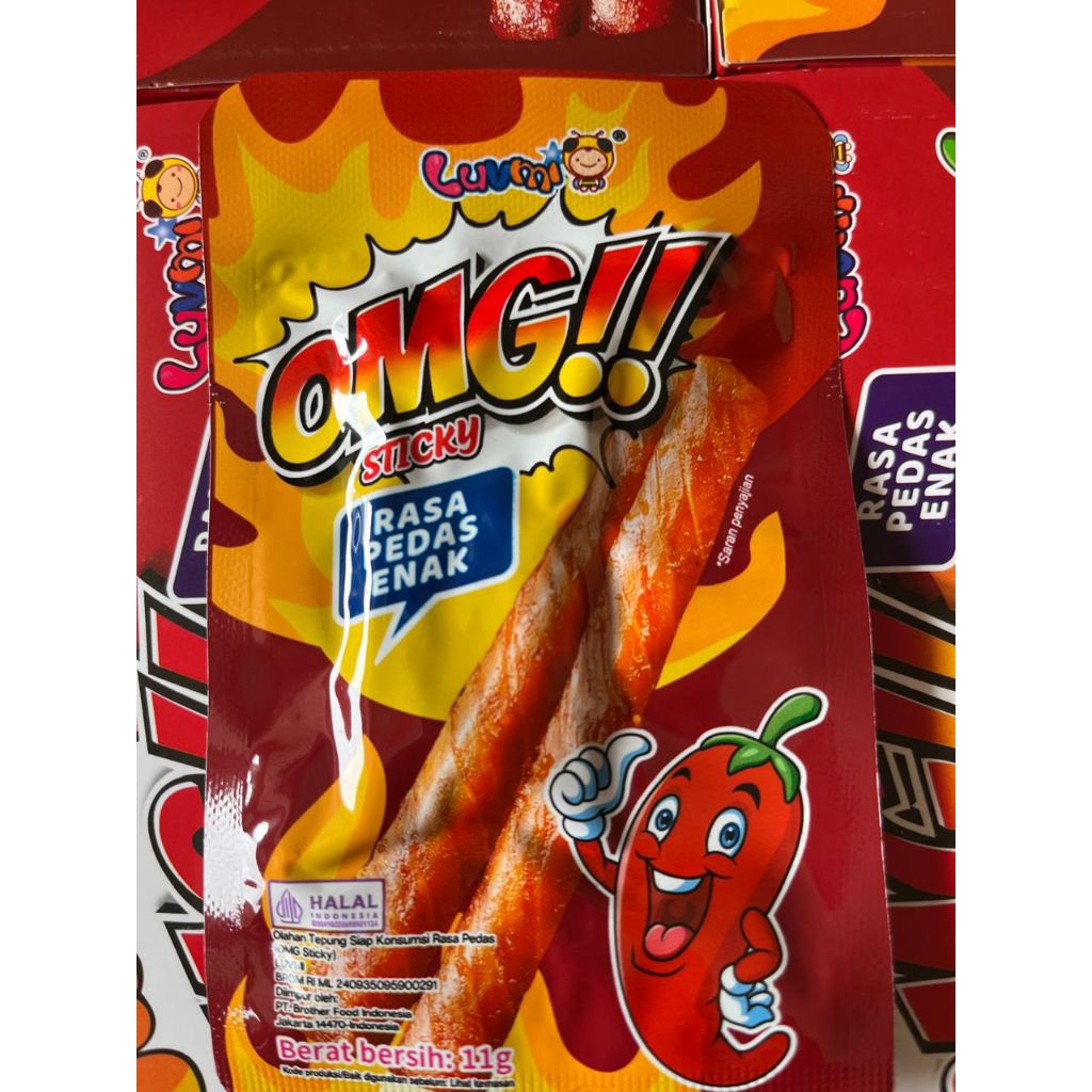 Jual LUVMI OMG Sticky / Bean Strip Spicy 1 box isi 30pcs | Shopee Indonesia
