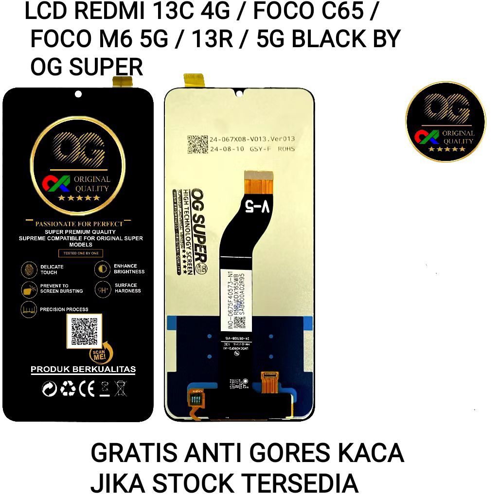 Jual LCD REDMI 13C 4G/FOCO C65/FOCO M6 5F/REDMI 13R 5G BLACK ORIGINAL ...