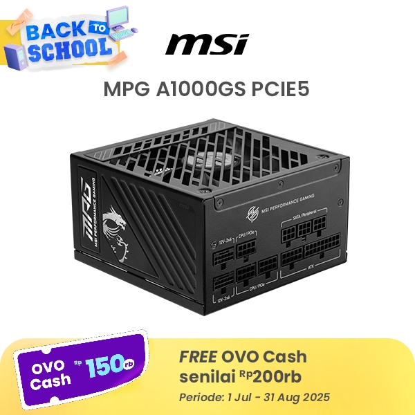 1000W MSI MPG A1000GS PCIE5 Modular 80 Plus Gold PSU - MPG A1000GS Pcie5 1000w Msi Mpg A1000gs Pcie5 Modular 80 Plus Gold Psu 479315