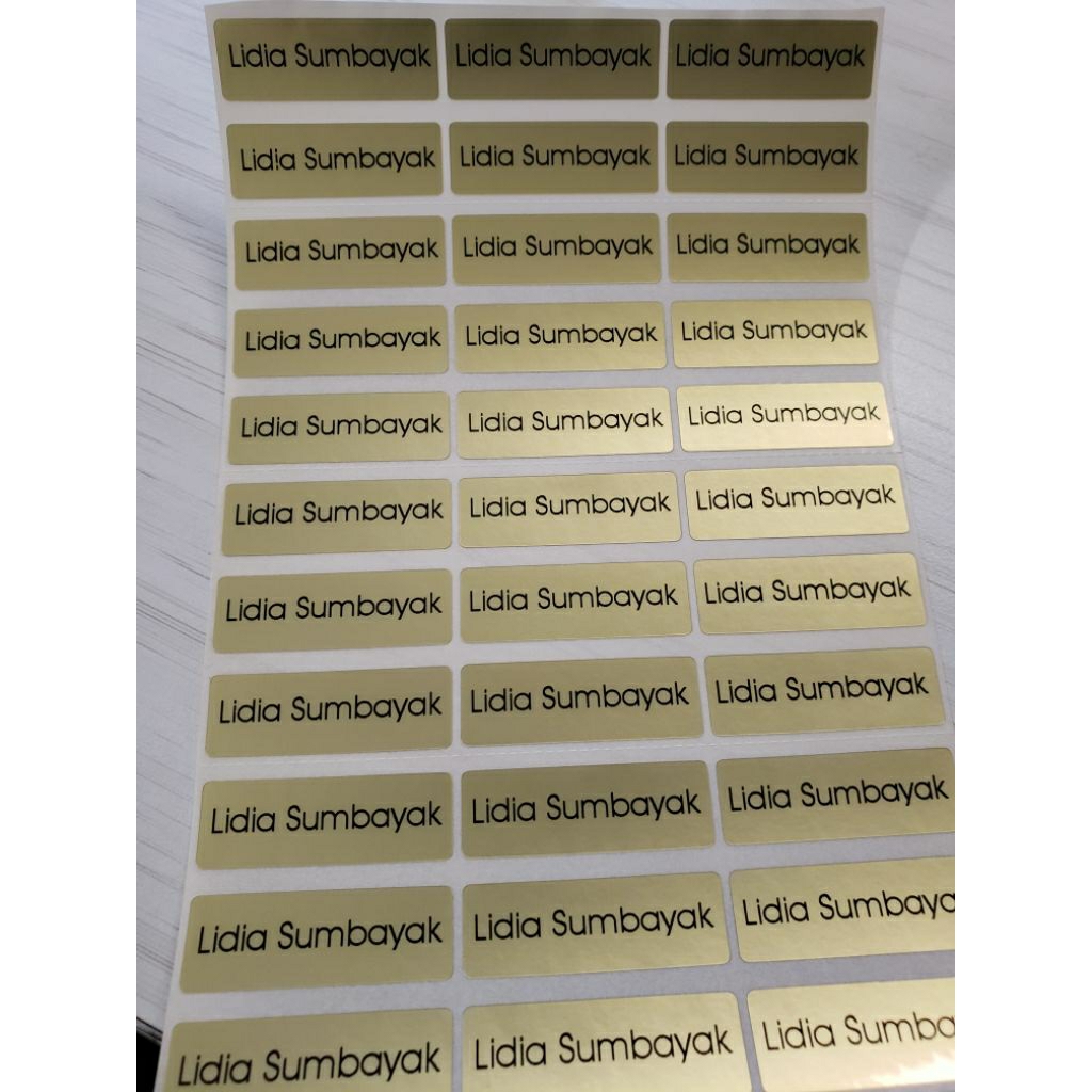 Jual Custom stiker nama product name sticker GOLD EMAS Matte Waterproof ...