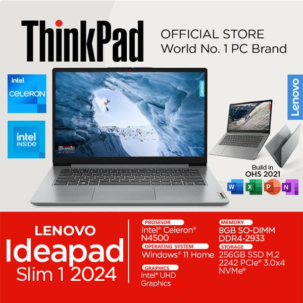 Lenovo Ideapad Slim Intel N4500 8GB 512GB SSD Windows 11 14 Inch HD  14IJL7 8WID Laptop Pelajar