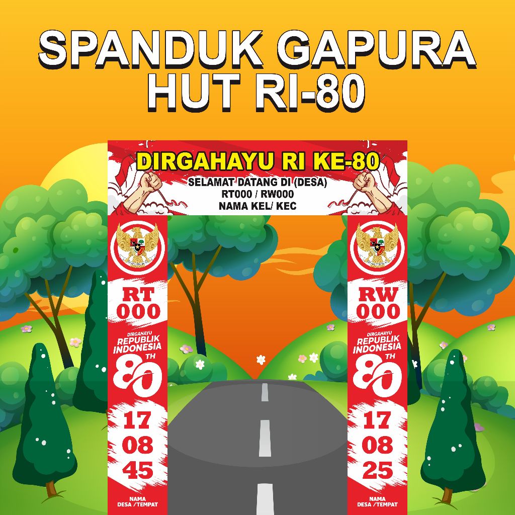 Jual SPANDUK GAPURA HUT RI 80 | SPANDUK DIRGAHAYU | SPANDUK AGUSTUSAN ...