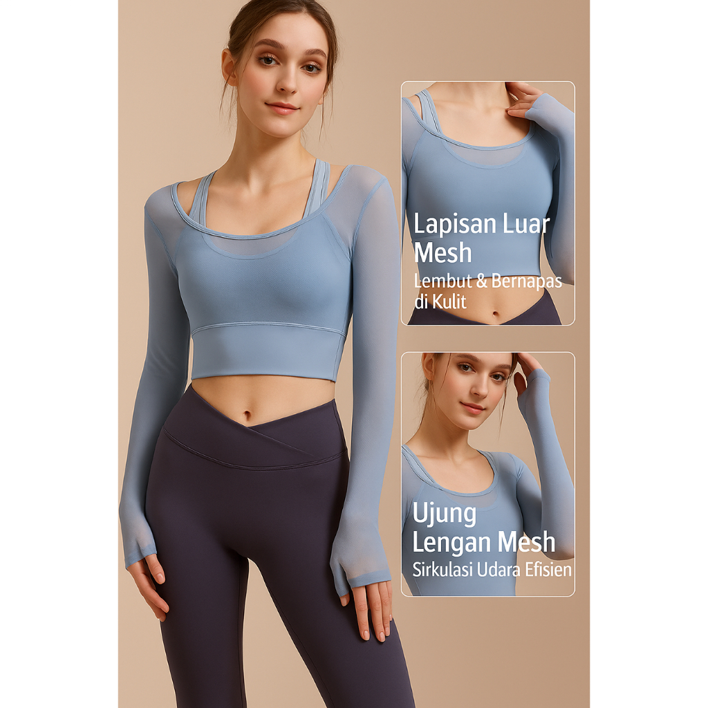 Tova Crop Top Yoga Bra - Sports Bra Wanita Tova Fitness foto 2