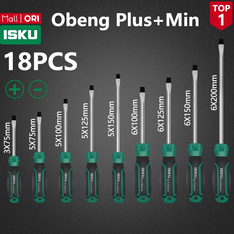 Jual ISKU Obeng Set 18 Pcs Magnetik Kombinasi Plus Minus Alat Tukang ...