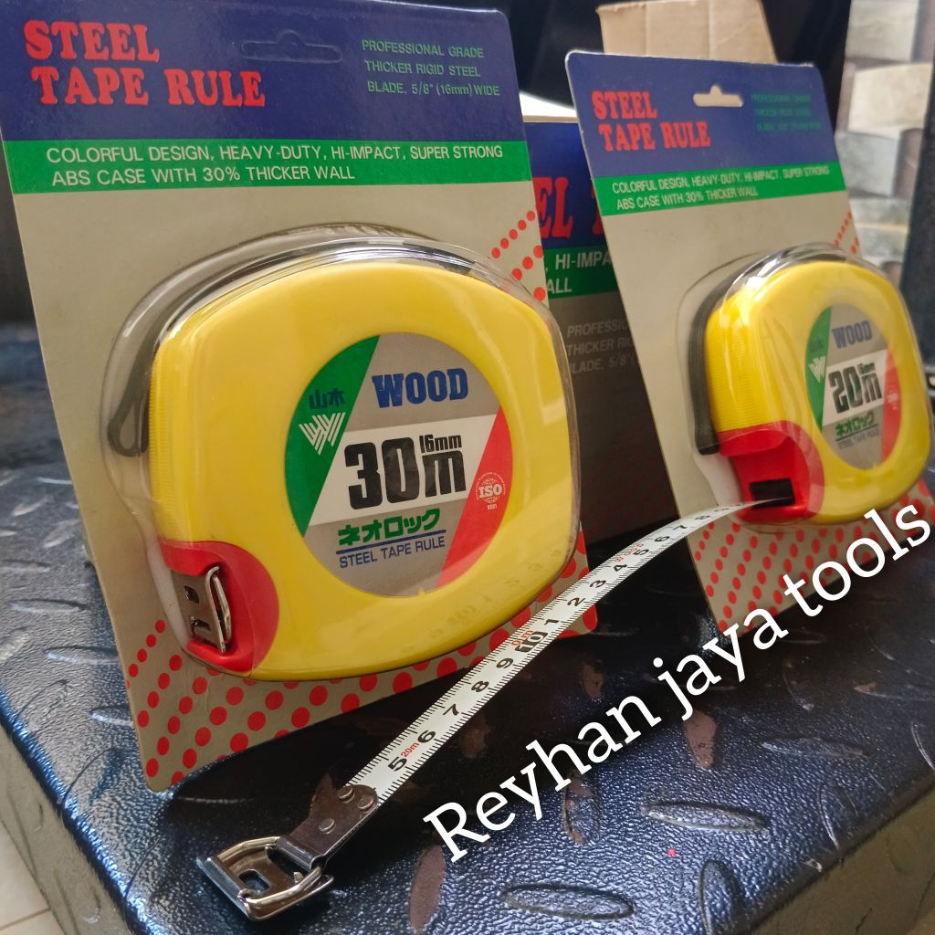 Jual Meteran rool 20 meter 30 meter 16 FT WOOD steel tape rule Original ...