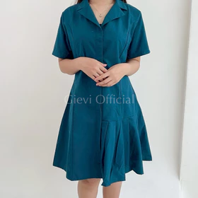 GIEVI Yossie Dress Gaun Wanita Kasual Simple Busui Friendly Bahan Katun Selutut