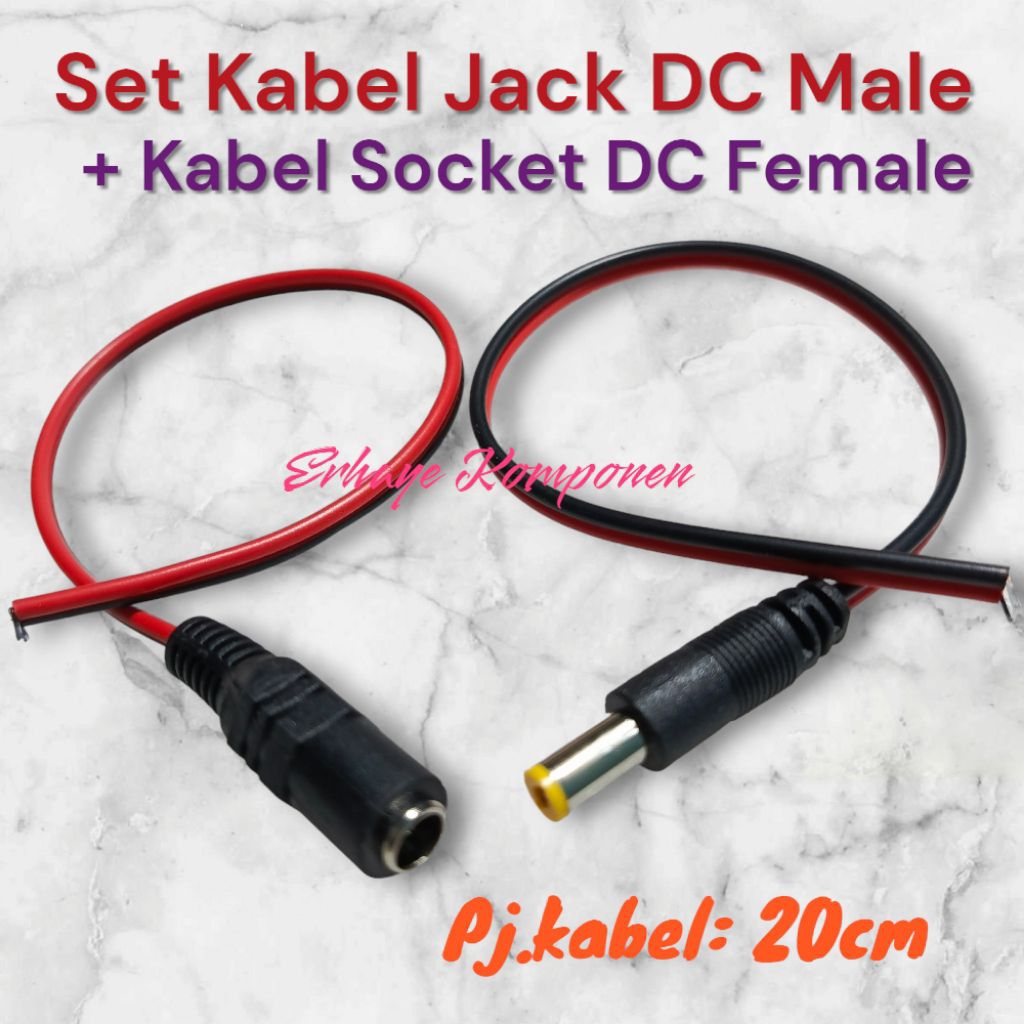 Jual 1 set Kabel Jack DC male+ Kabel Socket DC Female. | Shopee Indonesia